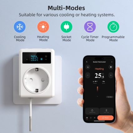 Immax NEO 07811L - Inteligentná zásuvka s teplomerom F 3680W Tuya Wi-Fi