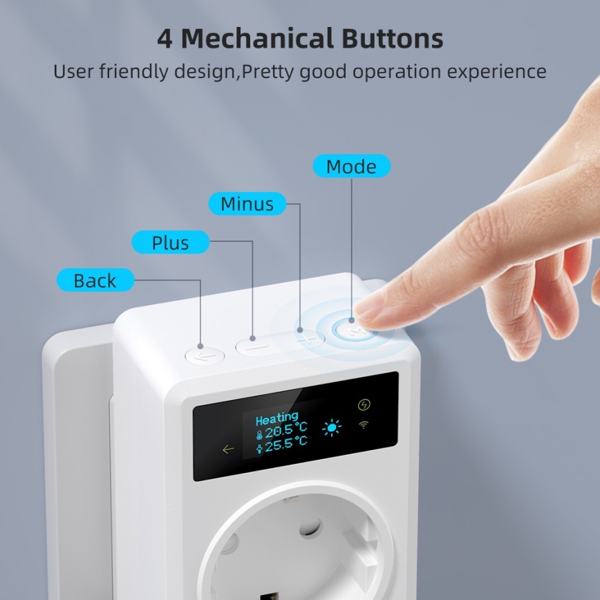 Immax NEO 07811L - Inteligentná zásuvka s teplomerom F 3680W Tuya Wi-Fi