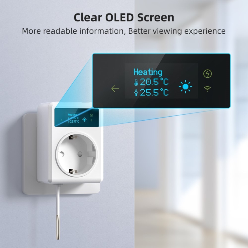 Immax NEO 07811L - Inteligentná zásuvka s teplomerom F 3680W Tuya Wi-Fi