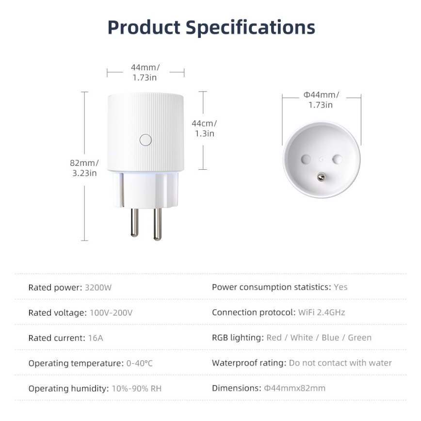 Immax NEO 07812L - Inteligentná zásuvka E 3500 W Wi‑Fi
