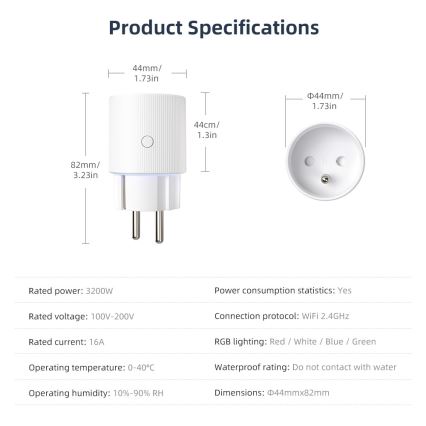 Immax NEO 07812L - Inteligentná zásuvka E 3500W Tuya Wi-Fi
