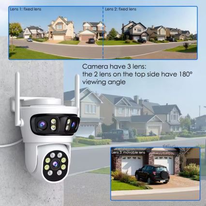 Immax NEO 07823L - Inteligentná vonkajšia kamera so senzormi 2MP+2MP+2MP 5V Wi-Fi