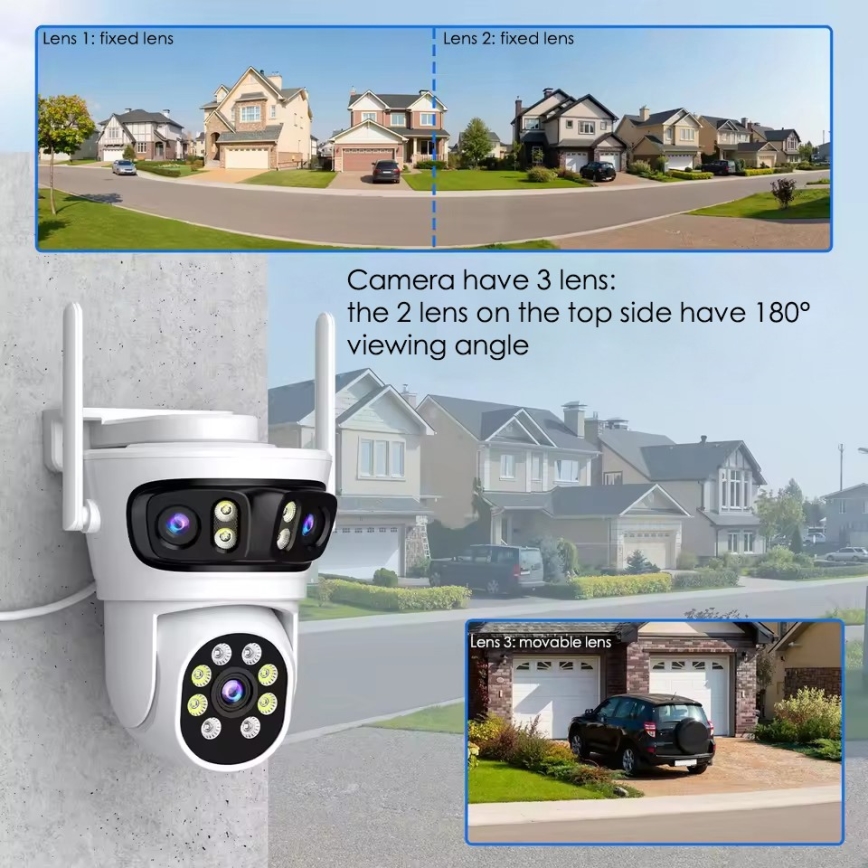 Immax NEO 07823L - Inteligentná vonkajšia kamera so senzormi 2MP+2MP+2MP 5V Wi-Fi