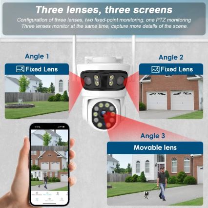Immax NEO 07823L - Inteligentná vonkajšia kamera so senzormi 2MP+2MP+2MP 5V Wi-Fi