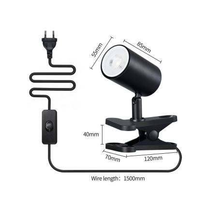 Immax NEO 08291L - Lampa s klipom PUNTO 1xGU10/9W/230V čierna