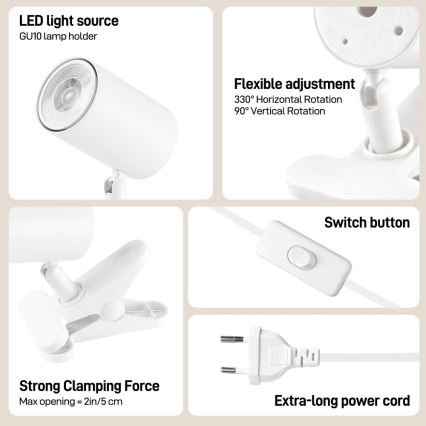 Immax NEO 08292L - Klipová lampa PUNTO 1xGU10/9W/230V biela