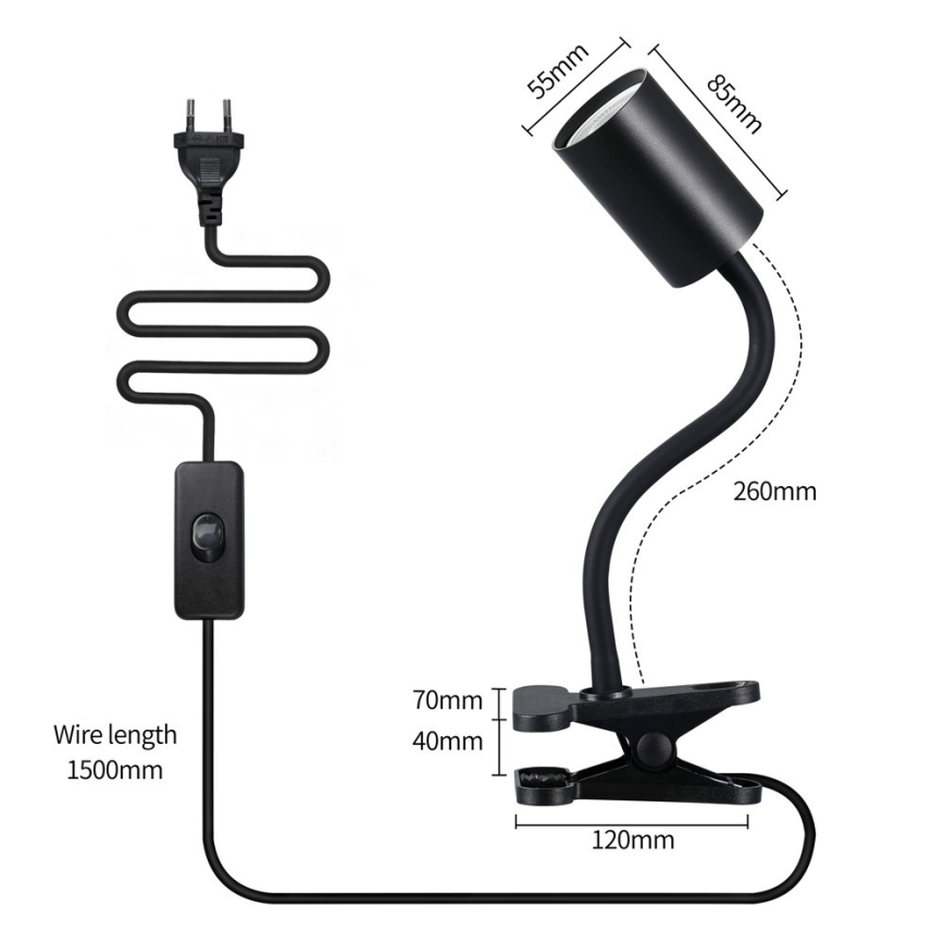 Immax NEO 08293L - Flexibilná lampa so svorkou PUNTO 1xGU10/9W/230V čierna