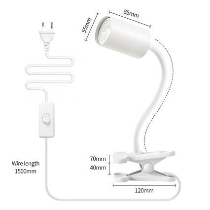 Immax NEO 08294L - Flexibilná lampa s klipom PUNTO 1xGU10/9W/230V biela