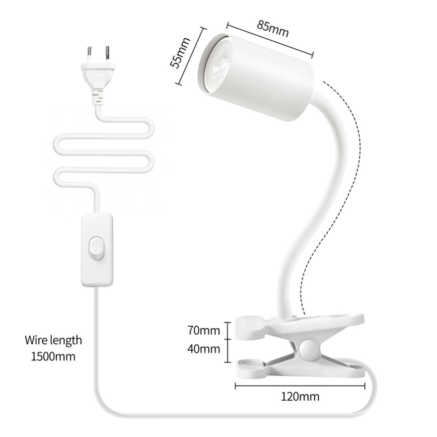 Immax NEO 08294L - Flexibilná lampa s klipom PUNTO 1xGU10/9W/230V biela