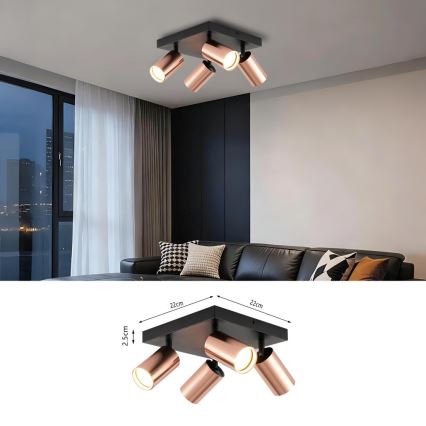 Immax NEO 08304L - Bodové svietidlo PUNTO 4xGU10/9W/230V ružové zlato