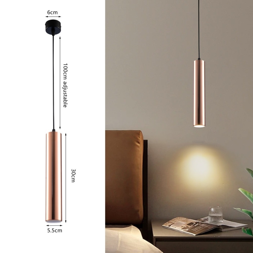 Immax NEO 08306L - Luster na lanku PUNTO 1xGU10/9W/230V ružovo-zlaté