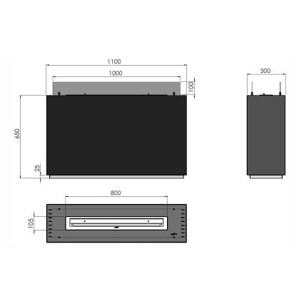InFire - BIO krb 110x65 cm 3,5kW čierna