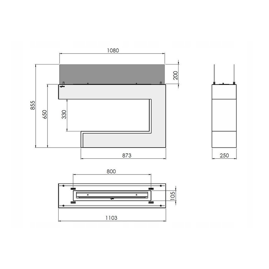 InFire - BIO krb 110x85,5 cm 3kW biela