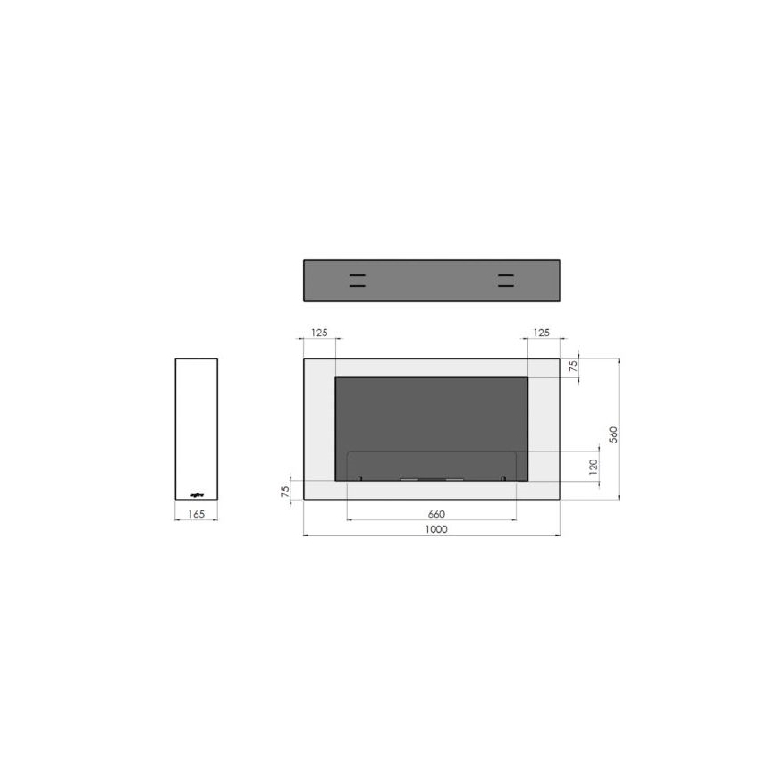 InFire - Nástenný BIO krb 100x56 cm 3kW čierna