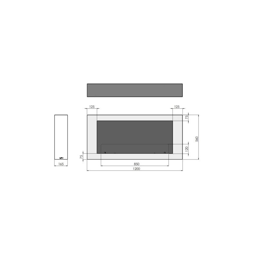 InFire - Nástenný BIO krb 120x56 cm 3kW biela