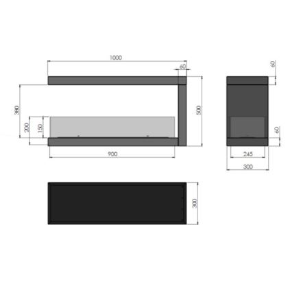 InFire - Rohový BIO krb 100x50 cm 3kW obojstranný