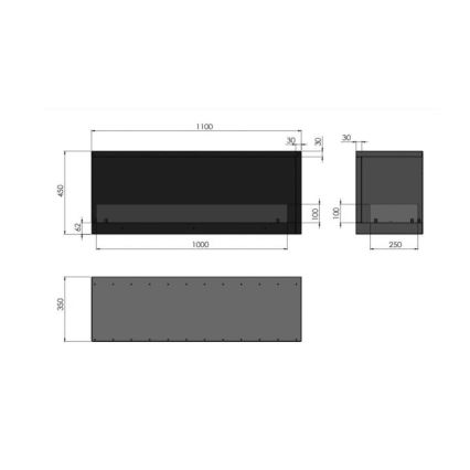 InFire - Rohový BIO krb 110x45 cm 3kW čierna