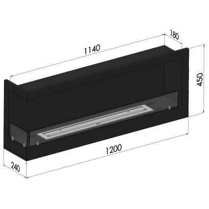 InFire - Rohový BIO krb 45x120 cm 3kW čierna