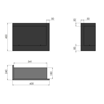 InFire - Rohový BIO krb 45x60 cm 3kW čierna