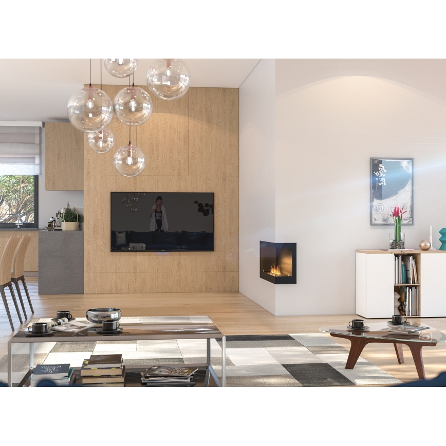 InFire - Rohový BIO krb 45x90 cm 3kW čierna