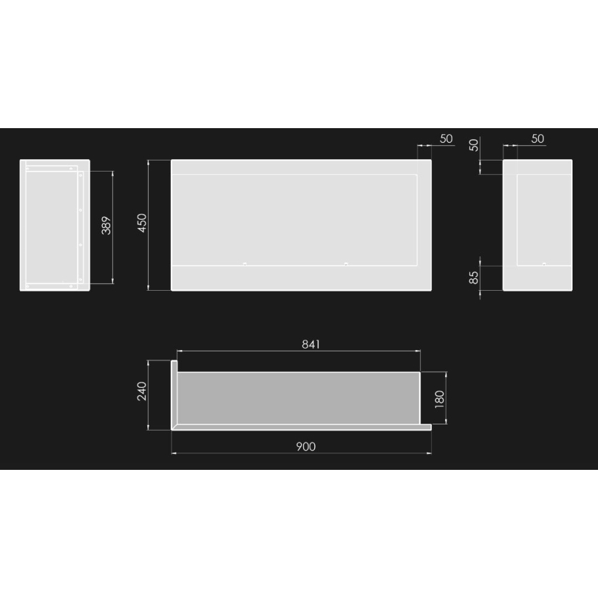 InFire - Rohový BIO krb 45x90 cm 3kW čierna
