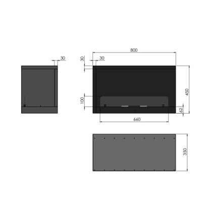 InFire - Rohový BIO krb 80x45 cm 3,5kW čierna