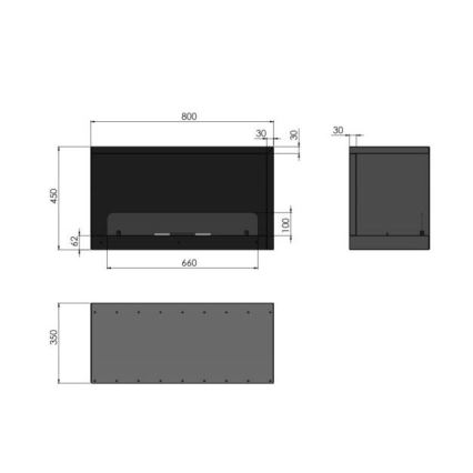 InFire - Rohový BIO krb 80x45 cm 3kW čierna