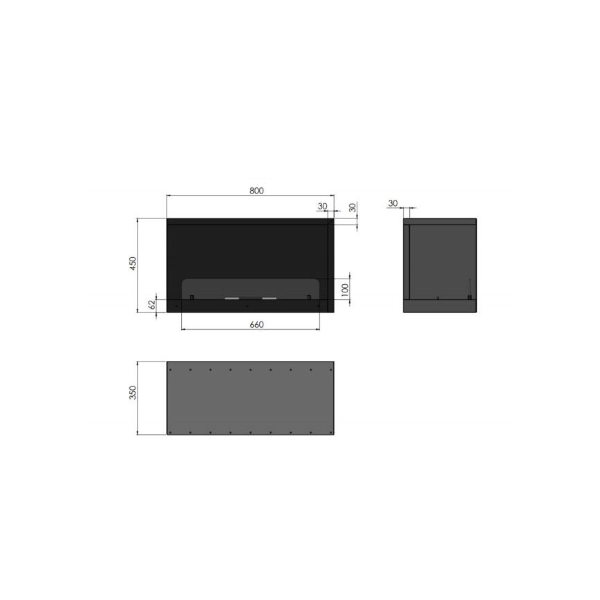 InFire - Rohový BIO krb 80x45 cm 3kW čierna