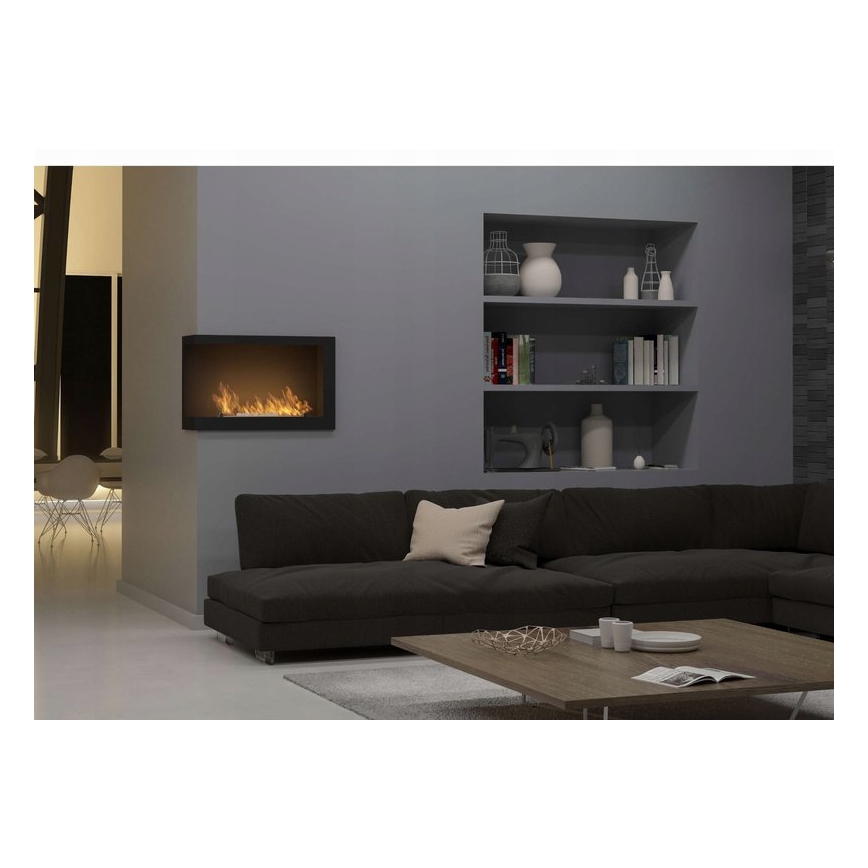 InFire - Rohový BIO krb 84x54 cm 3kW čierna