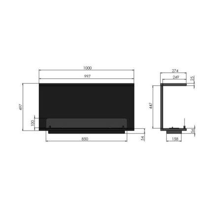 InFire - Vstavaný BIO krb 100x50 cm 3kW čierna