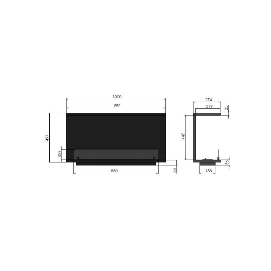 InFire - Vstavaný BIO krb 100x50 cm 3kW čierna