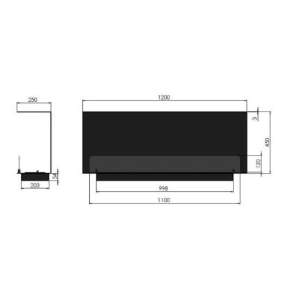 InFire - Vstavaný BIO krb 120x45 cm 3kW čierna