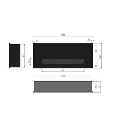 InFire - Vstavaný BIO krb 120x50 cm 3kW čierna