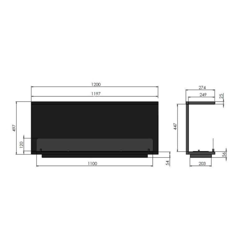 InFire - Vstavaný BIO krb 120x50 cm 3kW čierna