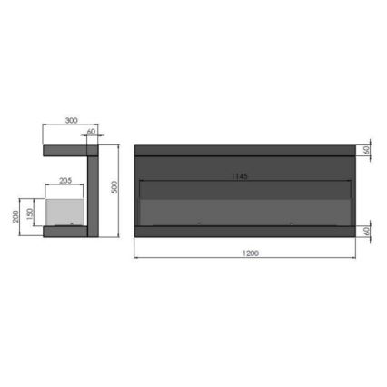 InFire - Vstavaný BIO krb 120x50 cm 5kW čierna