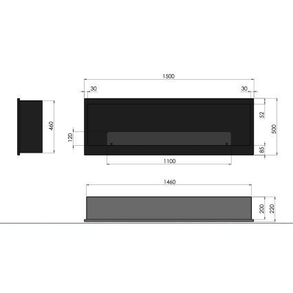 InFire - Vstavaný BIO krb 150x50 cm 4,2kW čierna