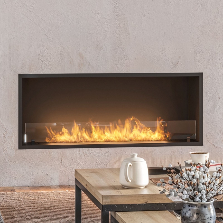 InFire - Vstavaný BIO krb 49,4x124,4 cm 6kW čierna