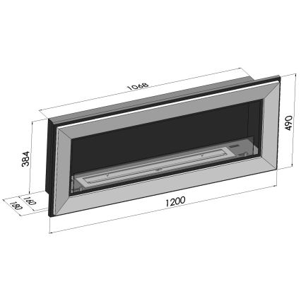 InFire - Vstavaný BIO krb 49x120 cm 3kW čierna