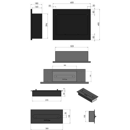 InFire - Vstavaný BIO krb 49x60 cm 3kW čierna