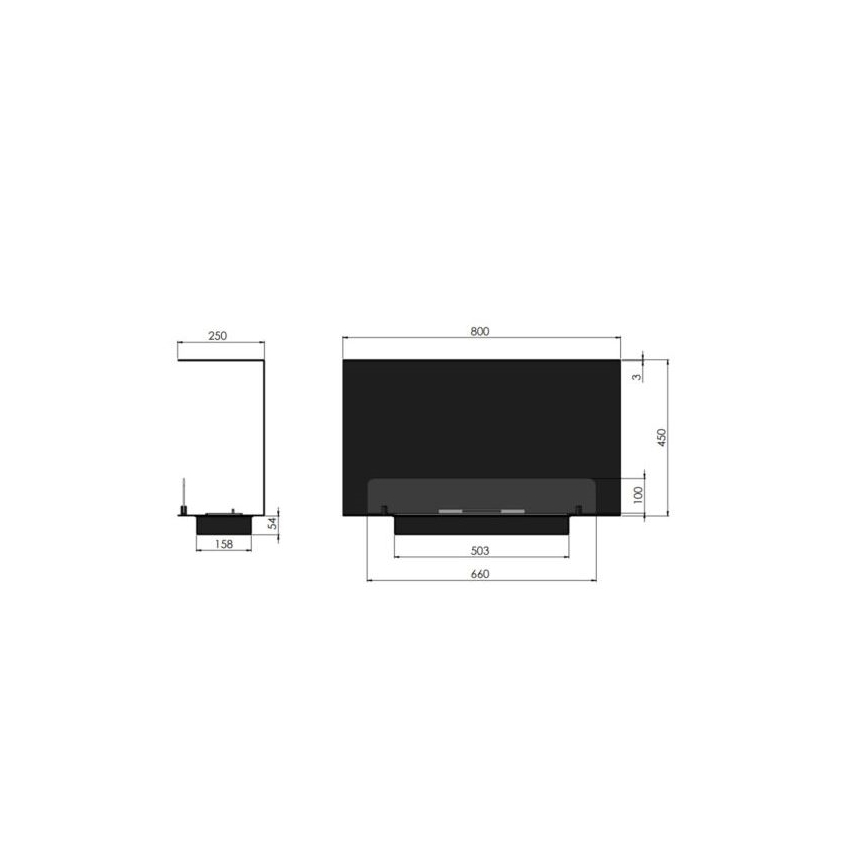 InFire - Vstavaný BIO krb 80x45 cm 3kW čierna