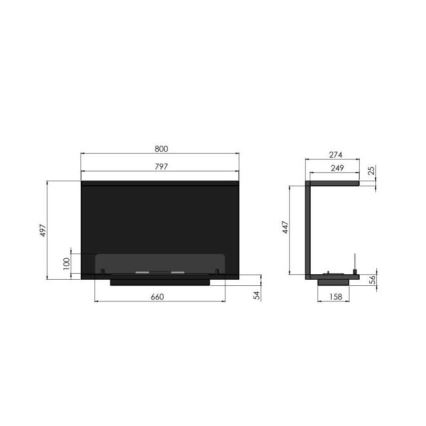 InFire - Vstavaný BIO krb 80x45 cm 3kW čierna