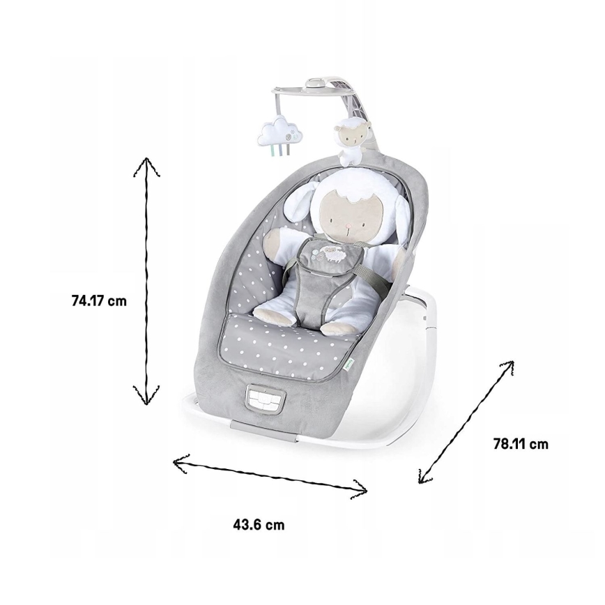 Ingenuity - Detská hojdačka s melódiou CUDDLE LAMB 3xLR14