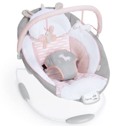 Ingenuity - Detské vibrujúce ležadlo s melódiou FLORA THE UNICORN 3xC