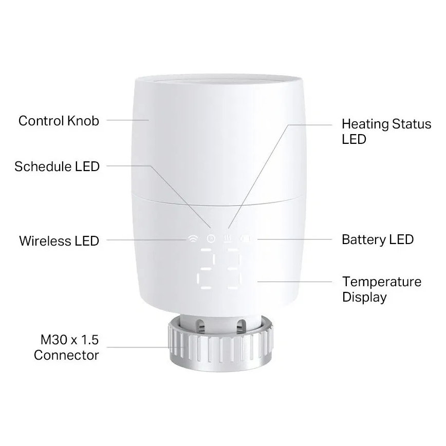 Inteligentná termostatická hlavica s LCD displejom 2xAA Tuya