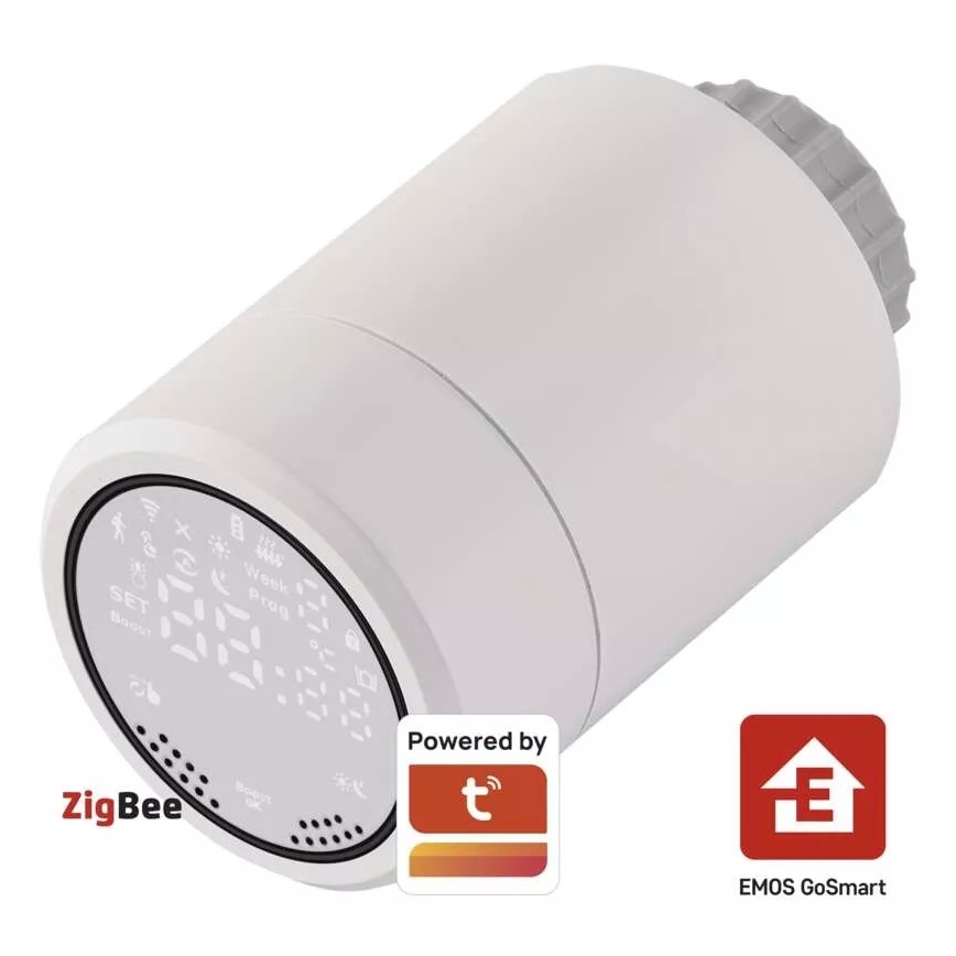 Inteligentná termostatická hlavica s LCD displejom GoSmart M30x1,5 2xAA/1,5V Tuya