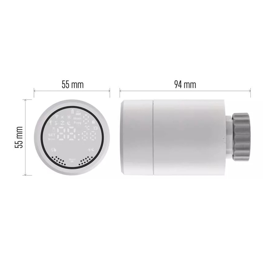 Inteligentná termostatická hlavica s LCD displejom GoSmart M30x1,5 2xAA/1,5V Tuya