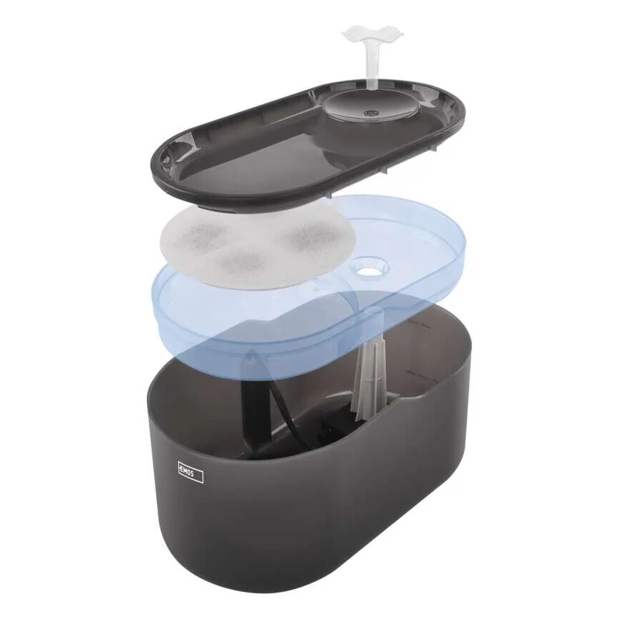 Inteligentná vodná fontána pre domácich maznáčikov 2,6 l/5V šedá Wi-Fi