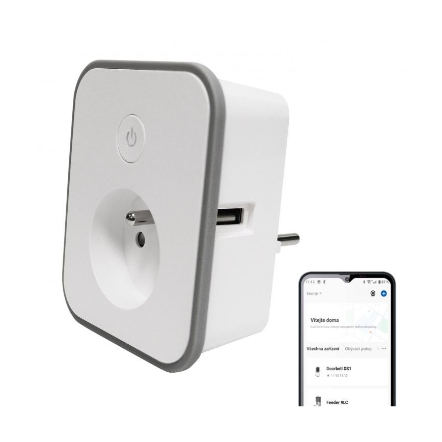 Inteligentná zásuvka s meraním spotreby 3680W/230V + 2xUSB/12W/5V Wi-Fi