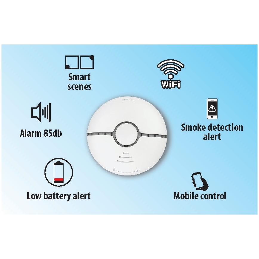 Inteligentný detektor dymu 2xAAA Wi-Fi Tuya