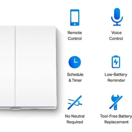 Inteligentný dvojtlačidlový svetelný vypínač 2xAAA